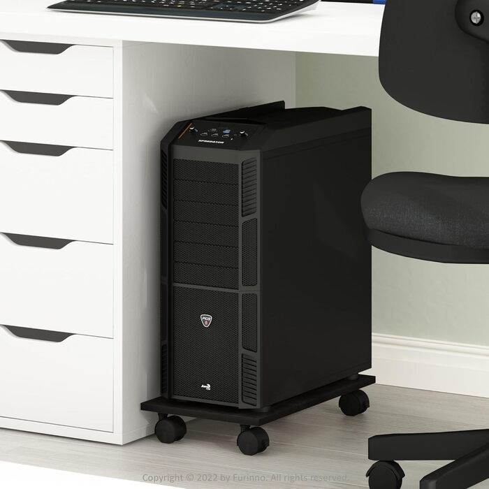Підставка для комп'ютера та принтера Furinno Econ Home Office з роликами, Espresso, 1-рівнева