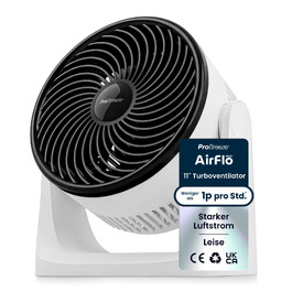 Вентилятор настільний Pro Breeze AirFlo Mini – Тихий турбо-вентилятор з 3 швидкостями, нахилом 90° та потужним потоком повітря до 4,2 м/с, компактний для офісу, спальні та робочого столу, білий