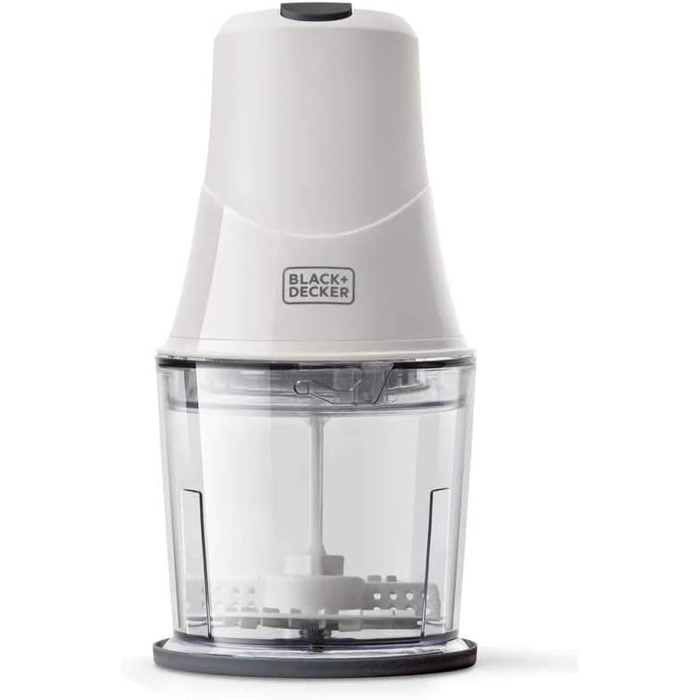 Подрібнювач BLACK+DECKER BXCH260E, 260 Вт, 500 мл, 2 швидкості, нержавіюча сталь, білий, для змішування та подрібнення, з кришкою для зберігання