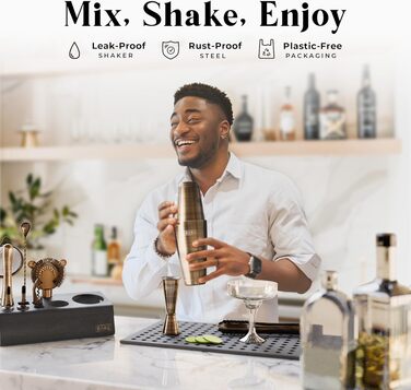 Набір для коктейлів Mixology Barkeeper-Set 14 предметів, Бостонський шейкер 0.8л, матовий латунь (BKB3)