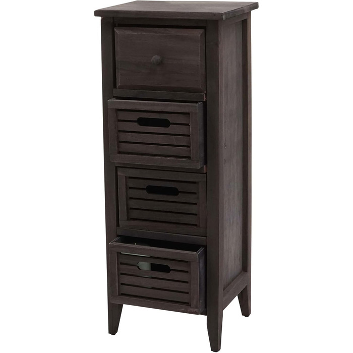 Комод Mendler T18 з 4 шухлядами, 74x30x25 см, вінтажний шафка у стилі шеббі-шик, сірий/коричневий