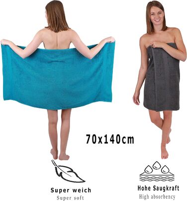 Комплект рушників Betz Palermo 6 шт: 2 банних 70x140 см, 4 для рук 50x100 см, сауна, лежак, бавовна, бірюзовий та антрацитовий
