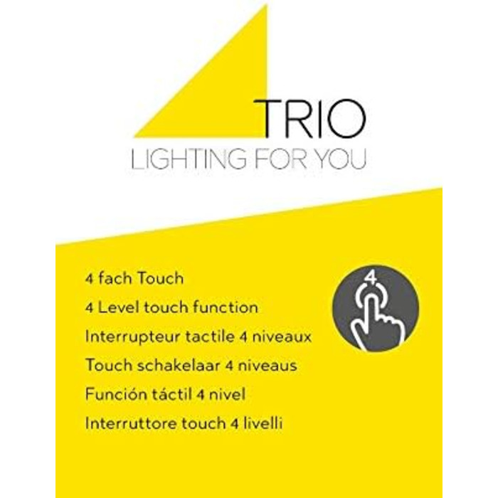 Настільна LED-лампа Trio Leuchten, матовий нікель, біле сатиноване скло, диммер з 3 рівнями яскравості, 5W LED, висота 28 см