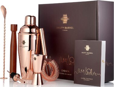 Коктейльний шейкер Rusty Barrel Mayfair з нержавіючої сталі, 680 мл, у подарунковій коробці, стиль Manhattan