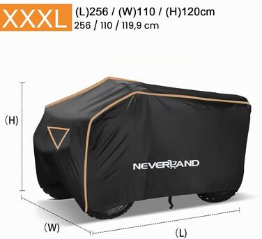 Водонепроникний захисний чохол для квадроцикла NEVERLAND, XXXL (256x110x120 см), помаранчево-чорний