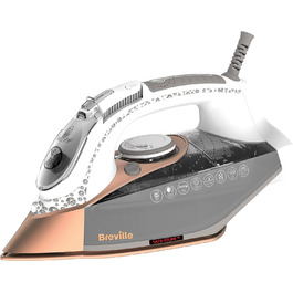 Парова праска Breville DiamondXpress 2800 Вт з багатонаправленою діамантово-керамічною підошвою, резервуаром для води 400 мл, біло-рожева [VIN420X]