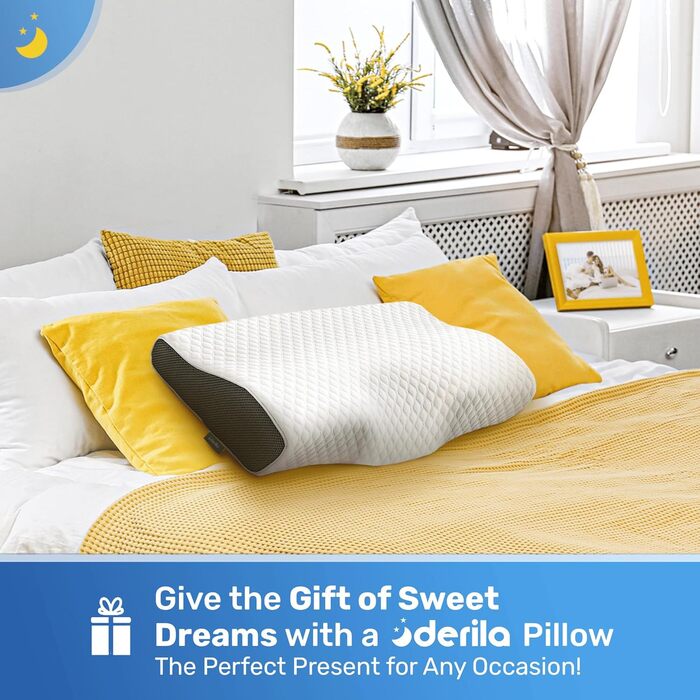 Ортопедична подушка Derila Queen Size з піни Memory Foam для бокового, спинного та переднього сну
