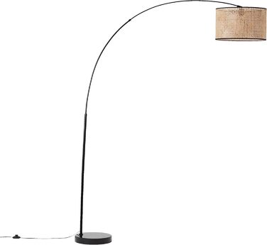 Торшер Lightbox Nature 154 см з абажуром з плетеного ротангу, металевий, E27 до 60 Вт, світло-коричневий/чорний, для вітальні