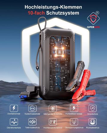Бустерний пускач GOOLOO A5 4000A з компресором 160 PSI та Powerbank, чорний