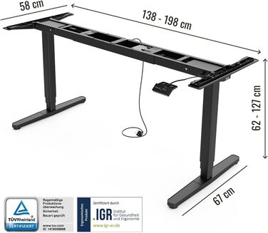 Рамка Yaasa Frame S для столу, регулювання висоти | USB-порт | 2-х рівневий телескопічний механізм | Блокування клавішами (Білий) | Чорний (Pro)