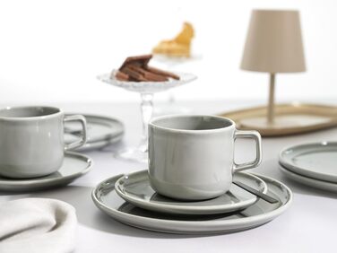 Набір посуду CreaTable Chef Collection 18 предметів (6 персон), серія Grey, порцеляна, для кави, сумісно з мийною машиною та мікрохвильовкою, Made in Europe