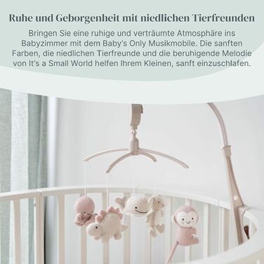 Музична мобіль Baby's Only Baby Heaven - рожева мобіль для немовлят з в'язаними фігурками, легко кріпиться, для хлопчиків та дівчаток