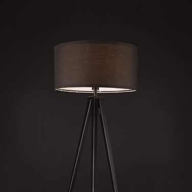 Торшер lux.pro Faro 153 см, 1xE27, 60Вт, метал, тканинний абажур, чорний, тринога