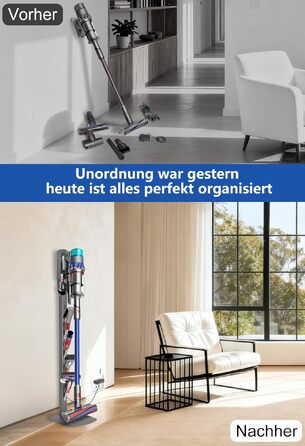 Стійка для пилососа Dyson Gen5 V15 V12 V11 V10 V8 V7 V6 - підлогова, без свердління, з 4 гаками, темно-сіра