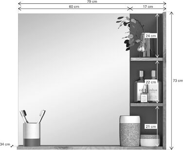 Дзеркало для ванної xonox.home Mason з полицею, 79x73x14 см