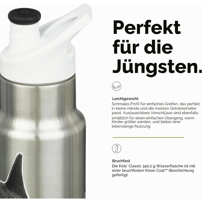 Спортивна пляшка для води Klean Kanteen Classic Sport (355 мл, Mr. Shark) — унісекс
