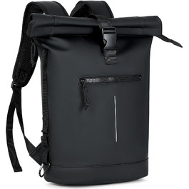 Водонепроникний рюкзак Lekeinchi Rolltop для ноутбука 17 дюймів, місткий дорожній рюкзак для подорожей, навчання та їзди на велосипеді, чорний