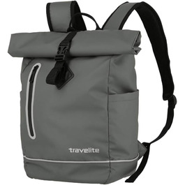 Рюкзак travelite Rolltop водонепроникний, велосипедний, міський, з роллтоп-застібкою та світловідбивачами, 19 л, 48 см, сірий (антрацит)