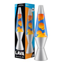 Лавова лампа LAVA® 2125 (14.5 дюймів) — жовтий віск, фіолетова рідина, срібляста основа та кришка, оригінальна декоративна лампа руху