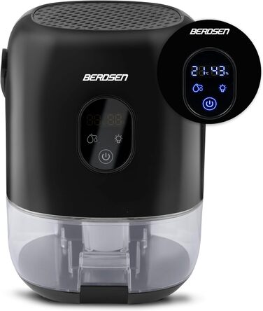 Осушувач повітря BERDSEN BR-75B, електричний, 800 мл, для квартири і підвалу, тихий, до 30 м², чорний-сірий