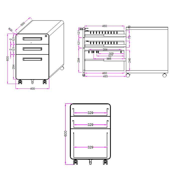 Контейнер на колесах COLOR PLUS I Metall weiß hjh OFFICE