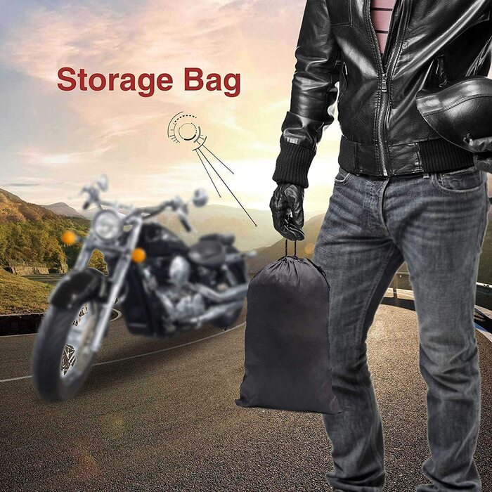 Чохол для мотоцикла Limirror, складаний, водонепроникний, для Harley-Davidson, Honda, Suzuki, захисна накидка для вулиці та приміщення, чорний, розмір L (220x95x110 см)