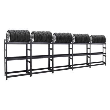Стелаж для шин PROREGAL Mega Deal (5 шт.) | 180x120x50 см | 150 кг | до 24 шин | Чорний