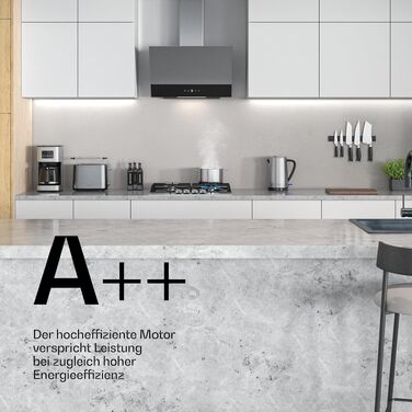 Витяжка кухонна Klarstein Verosteel 60 см, сталь та скло, продуктивність 624 м³/h, клас енергоефективності A++, сенсорне керування, LED-підсвітка