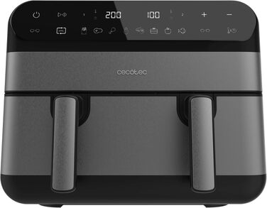 Аерофритюрниця Cecotec Cecofry Advance 9000 Window, 2200 Вт, 9 л (2x4,5 л), подвійна зона з роздільником, вікно з підсвіткою, 8 програм, нержавіюча сталь