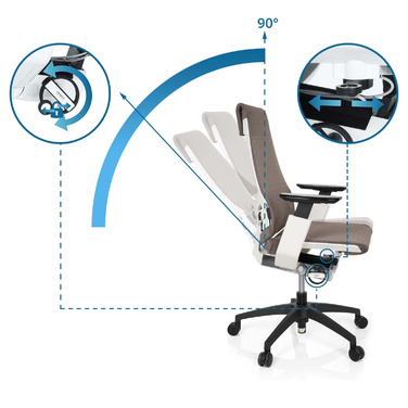 Офісне крісло GENIDIA SMART WHITE сітка сірого кольору hjh OFFICE