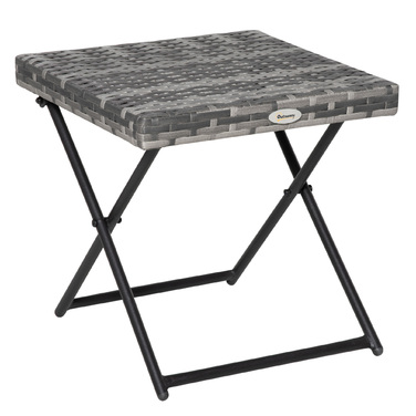 Outsunny Garden Table Poly Rattan Складаний журнальний столик Металевий каркас Сірий 40x40x40см