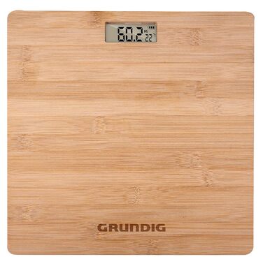Grundig електронні ваги для людей з бамбука, до 180 кг, антиковзкі ніжки, вимірювання в кг/фунтах/ст, дерев'яний колір