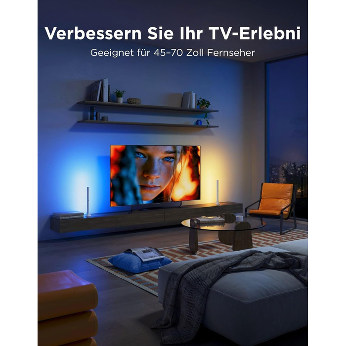 Розумна підсвітка для телевізора Govee RGBWIC TV Light Bars, WiFi LED-стрічка для ТВ від 45 до 70 дюймів