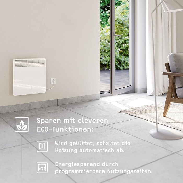 Електричний конвектор STIEBEL ELTRON CNS 50 Trend 0,5 кВт, для 6 м², настінний, металевий корпус, енергоощадний, LC-дисплей, тижневий таймер, TÜV сертифікат