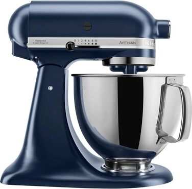 Кухонна машина KitchenAid Artisan — планетарний міксер з чашами з нержавіючої сталі 4.8 л (2 шт.), 5 аксесуарів, колір Ink Blue