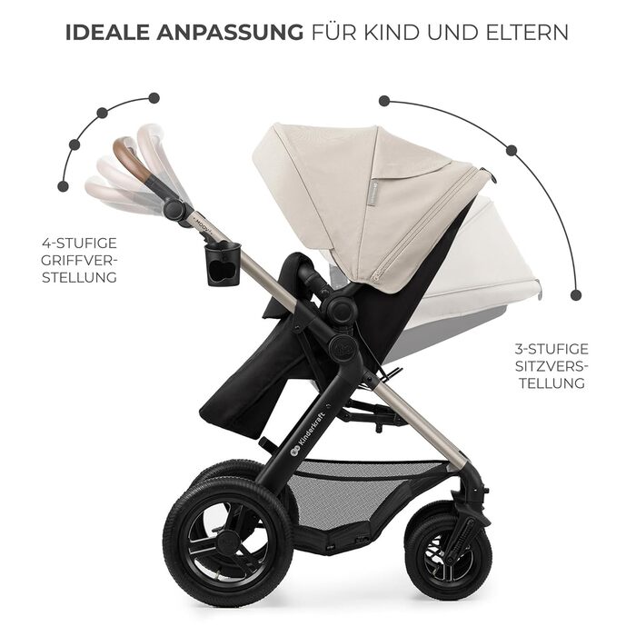 Дитяча коляска Kinderkraft MOOV2 4 в 1 з автокріслом I-SIZE, сіра (CLASSIC)
