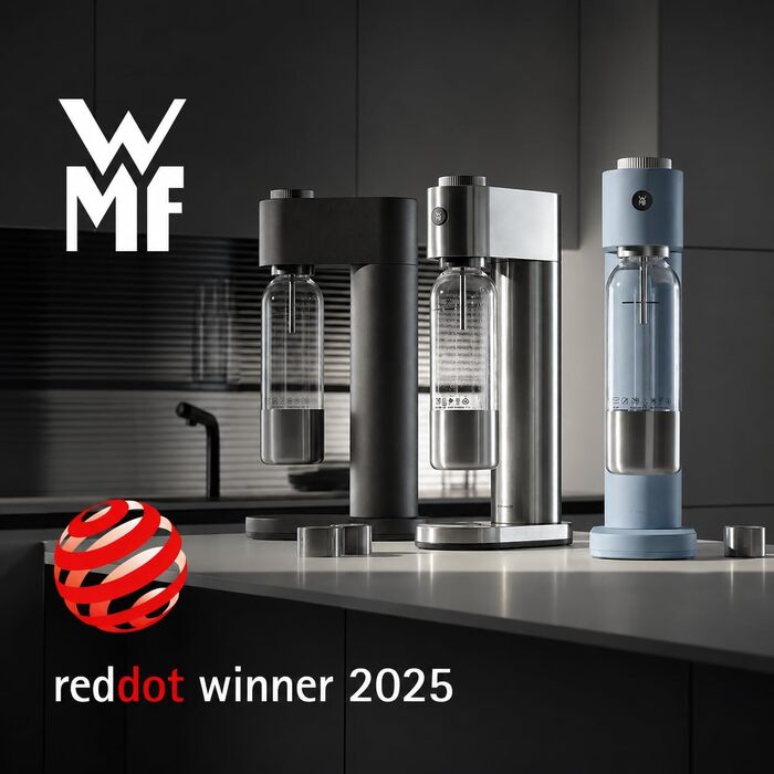Автоматичний сифон для води WMF Element One зі сталі, газифікатор води з 3 рівнями насичення, сріблястий