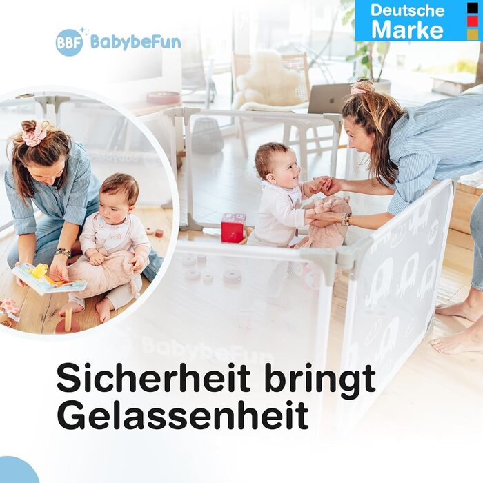 Дитячий манеж BabybeFun складаний, 6 секцій, підвищена стійкість, захисна огорожа для каміну та дітей, для дому