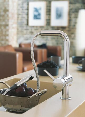 Змішувач кухонний GROHE Minta з висувним душем, поворотний на 360°, економія води, хром (32168000)