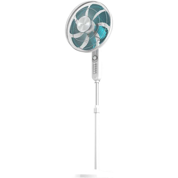 Вентилятор підлоговий Cecotec EnergySilence 610 Max Flow 70 Вт, 40 см, 4 швидкості, таймер 2 год, поворот 90°, регульований кут нахилу, білий/синій