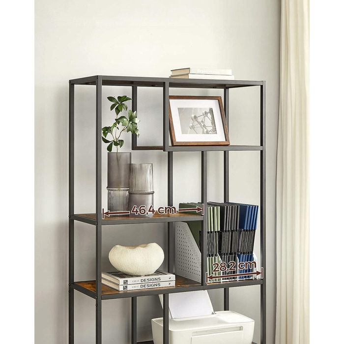 Стелаж Songmics у стилі лофт, 80 x 30 x 180 см, чорний/рустикальний дуб
