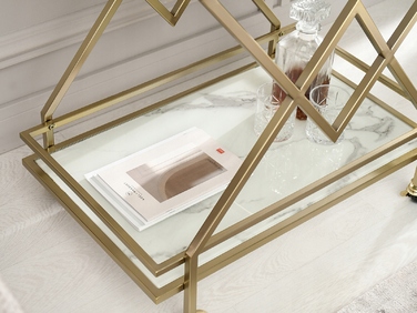 Стіл Mebel-Partner прямокутний, 70 x 46 x 81 см, білий з золотим