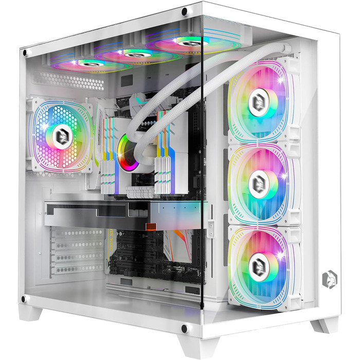 Ігровий корпус для ПК EMPIRE GAMING CL-242 (2024), ARGB, Mid Tower, ATX/Micro-ATX/ITX, 7 вентиляторів 120 мм, 5V LED, MB Sync, білий