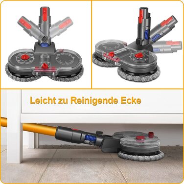 Електрична насадка для миття підлоги RUKHOOL для пилососів Dyson V7/V8/V10/V11/V15 з 8 серветками та резервуаром для води