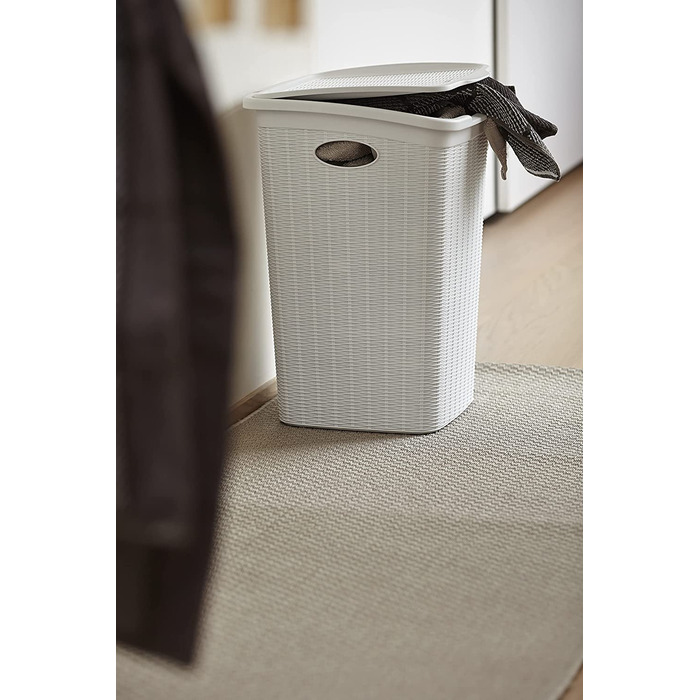 Кошик для білизни Stefanplast з кришкою, 50 л, білий, 54,5x38x37 см