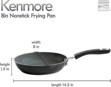 Набір посуду Kenmore Elite Andover, 10 предметів, алюміній кований з антипригарним покриттям, блакитний Glacier Blue (сковорода 20 см, чорний/кристали)