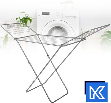 Сушарка для білизни KADAX, 180x55x101 см, металевий розкладний флюгельний сушар, стійкий, сріблястий