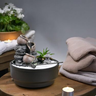 Фонтан для саду Oasis Zen'Light: водоспад, LED-підсвічування, білий пісок, декор для релаксації