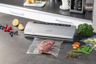 Вакууматор CASO VC100 для продуктів харчування, комплект з двома професійними рулонами фольги 28x600 см