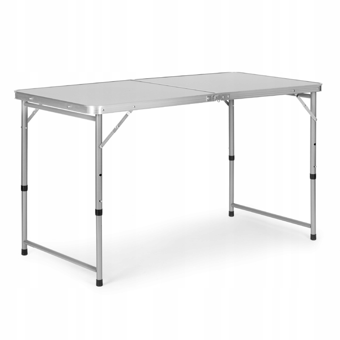 Туристичний стіл Bauerkraft 120x60x70 см, сірий, алюміній, стільниця МДФ